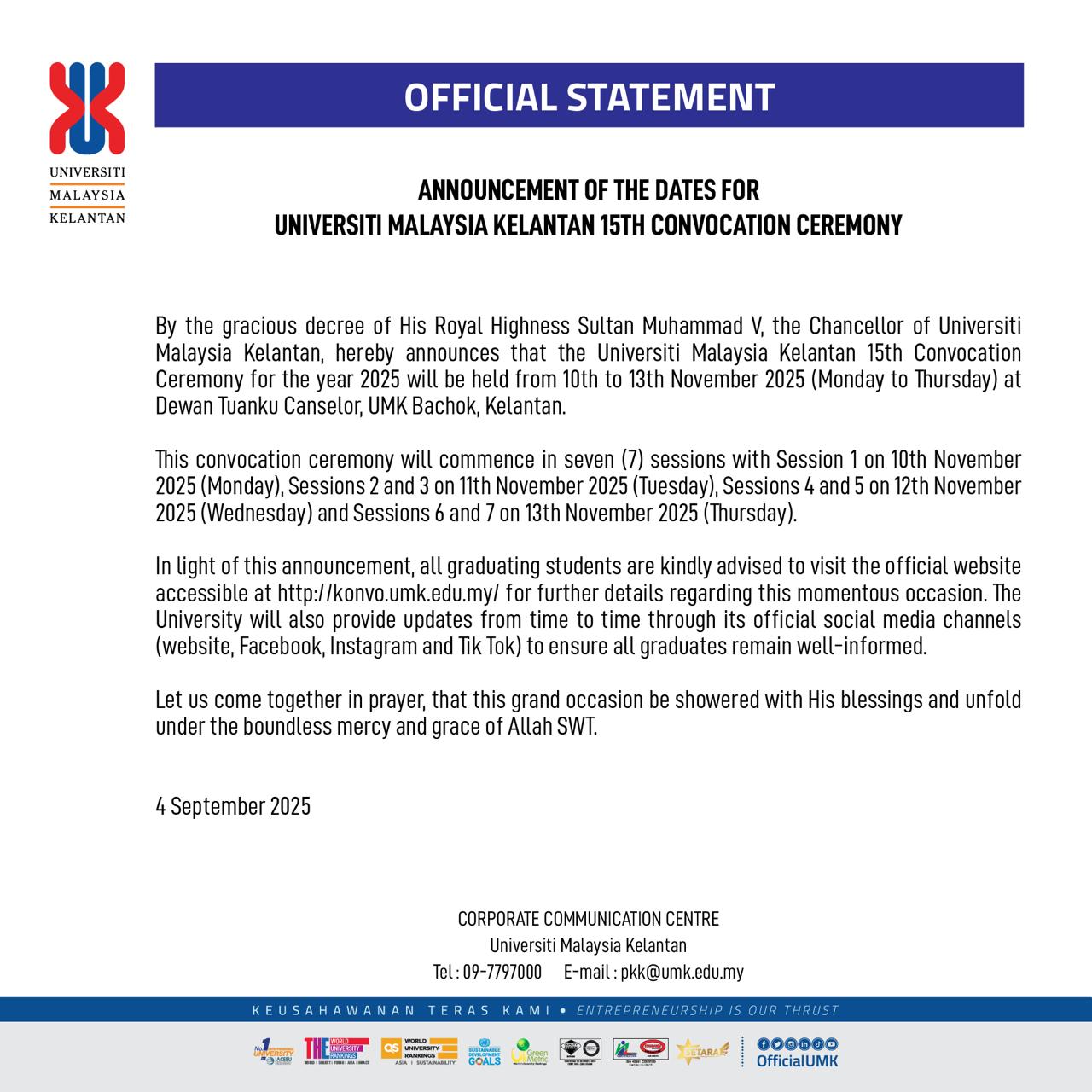 Official Convo Statement